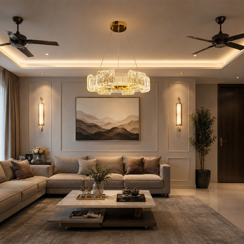 Amber Shimmer LED Bedroom Chandelier image 1