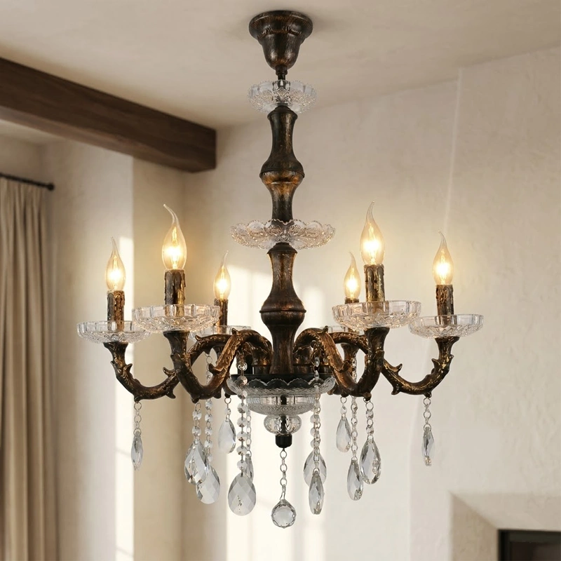 Antique Die-Cast Crystal Chandelier