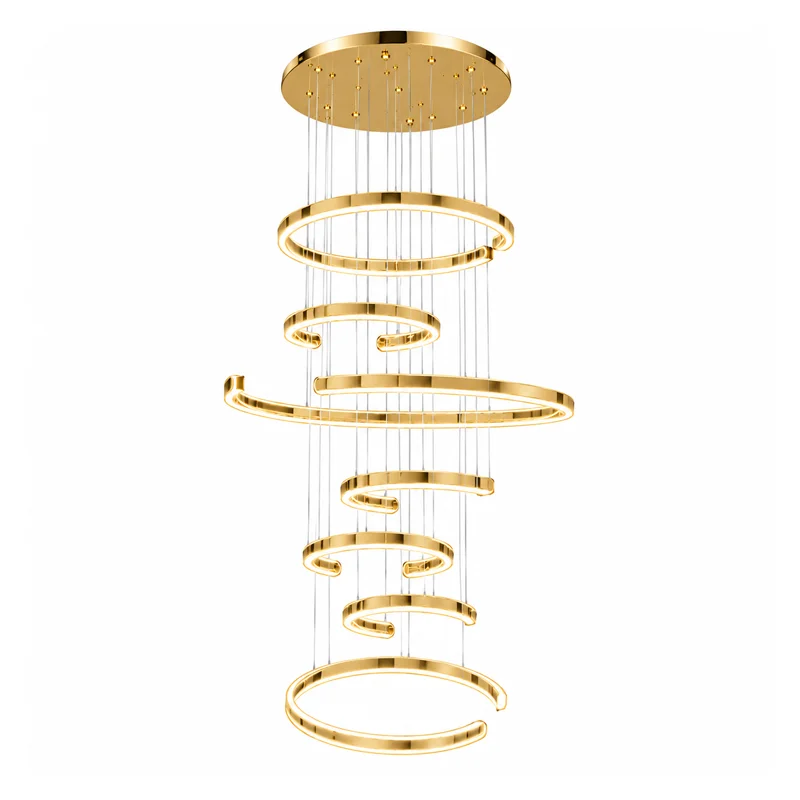 C Ring LED Double Height Chandelier view 2