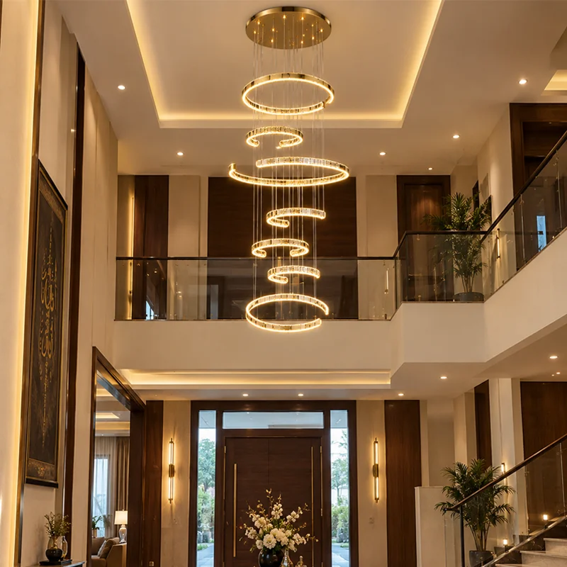 C Ring LED Double Height Chandelier view 3
