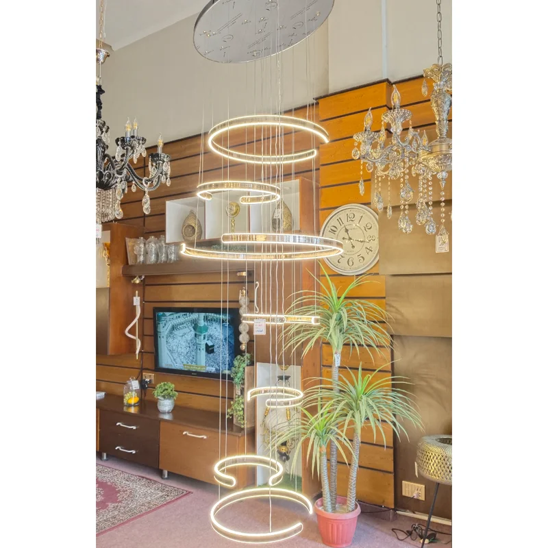 C Ring LED Double Height Chandelier view 4