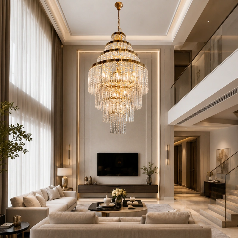 Crystal Rainfall Double Height Chandelier image 1