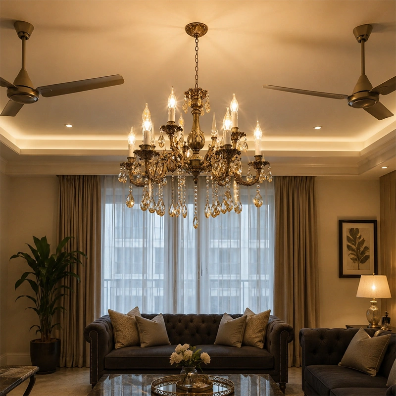 Die-cast Chandelier Copper Finish 9lt image 1