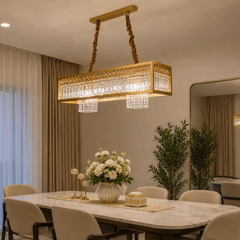 Elara Gold Crystal Bar Chandelier