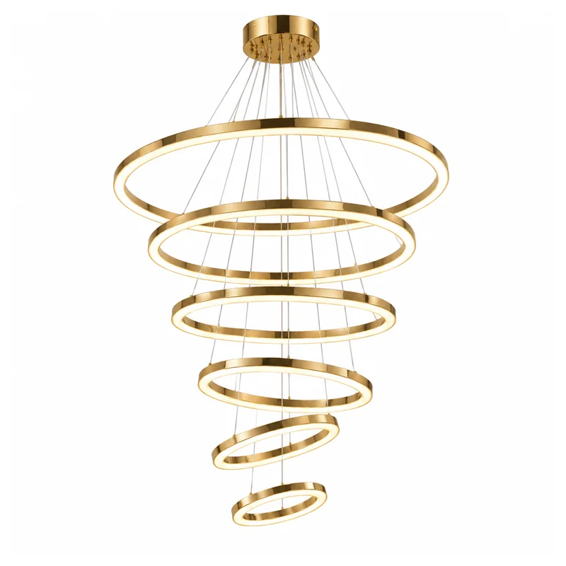 Elysian Gold Ring Double Height Chandelier view 2