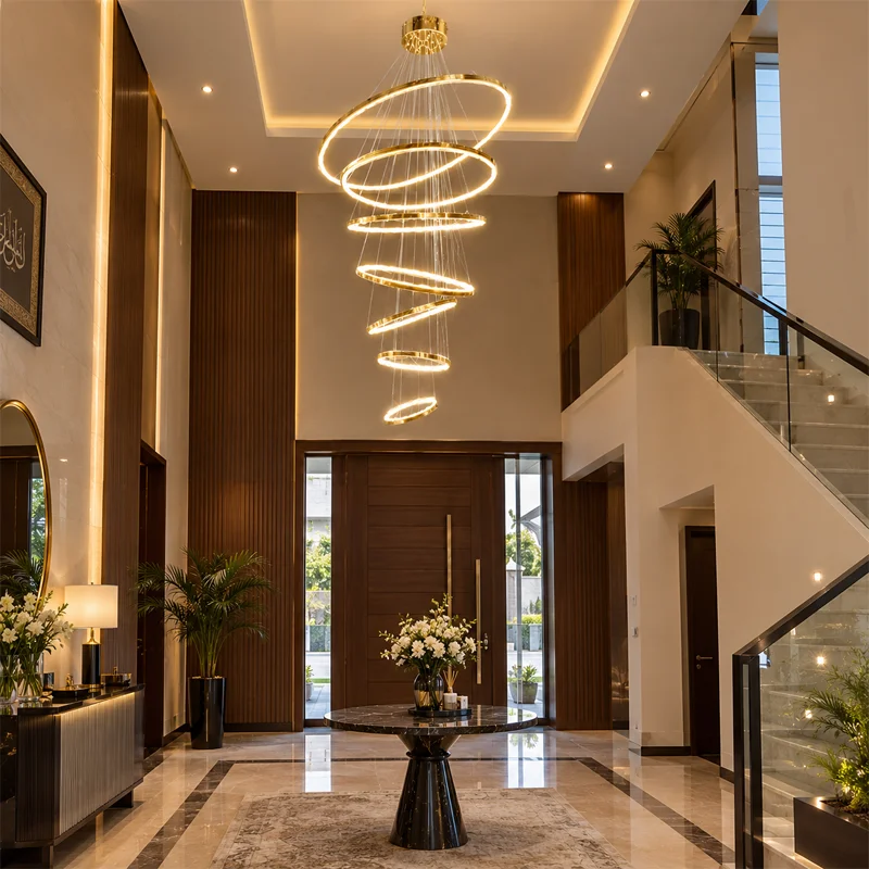 Elysian Gold Ring Double Height Chandelier view 3