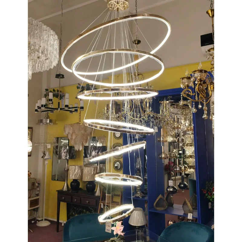 Elysian Gold Ring Double Height Chandelier view 4