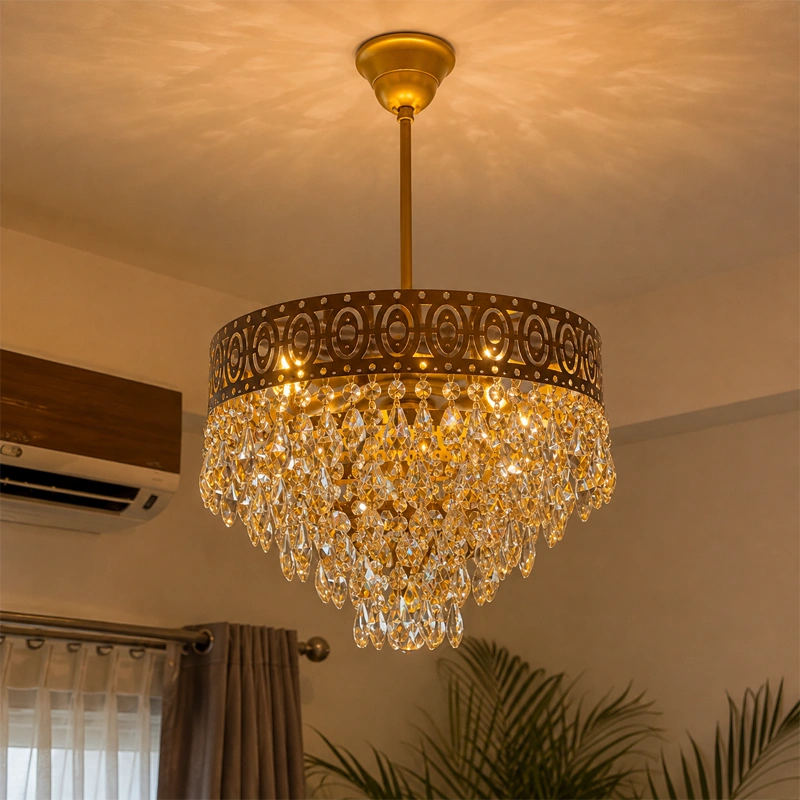 Gold Crystal Chandelier 6-lt view 1