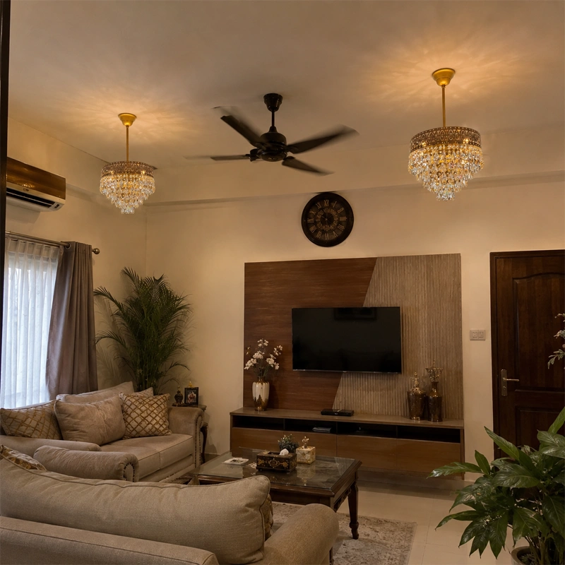 Gold Crystal Chandelier 6-lt view 2