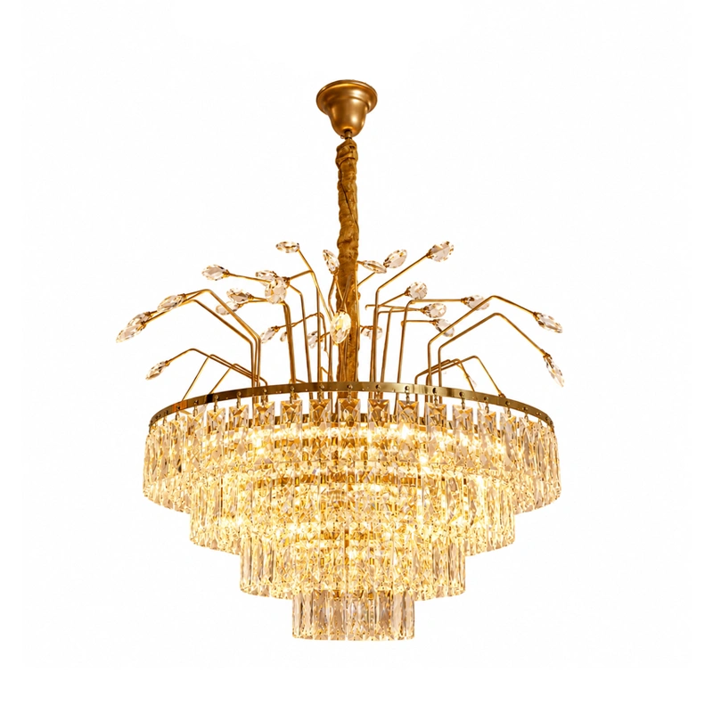 Gold Crystal Tiered Chandelier view 2