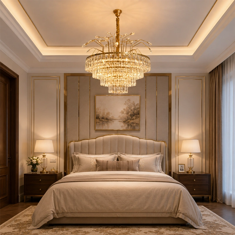 Gold Crystal Tiered Chandelier view 3