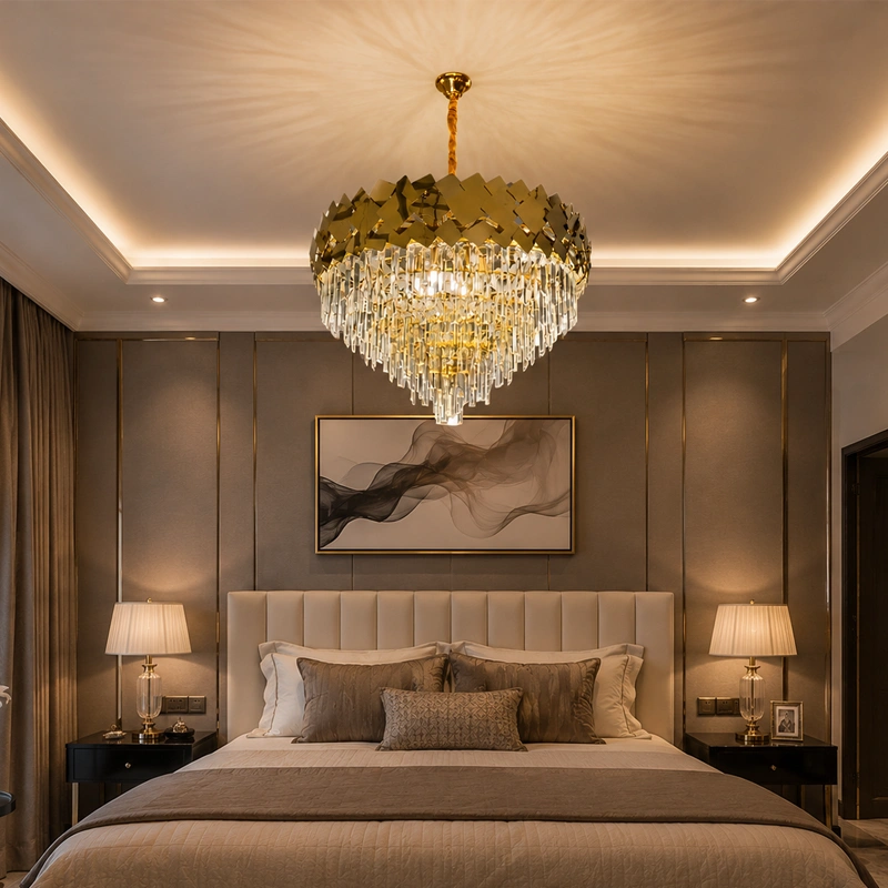 Golden Mosaic Crystal Chandelier image 2