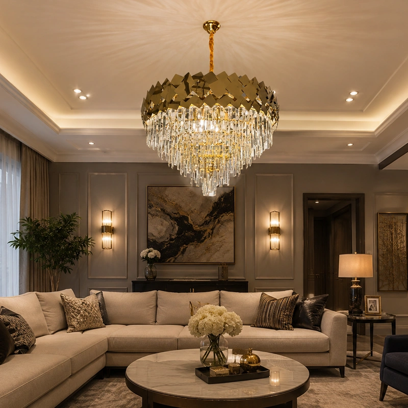 Golden Mosaic Crystal Chandelier image 3