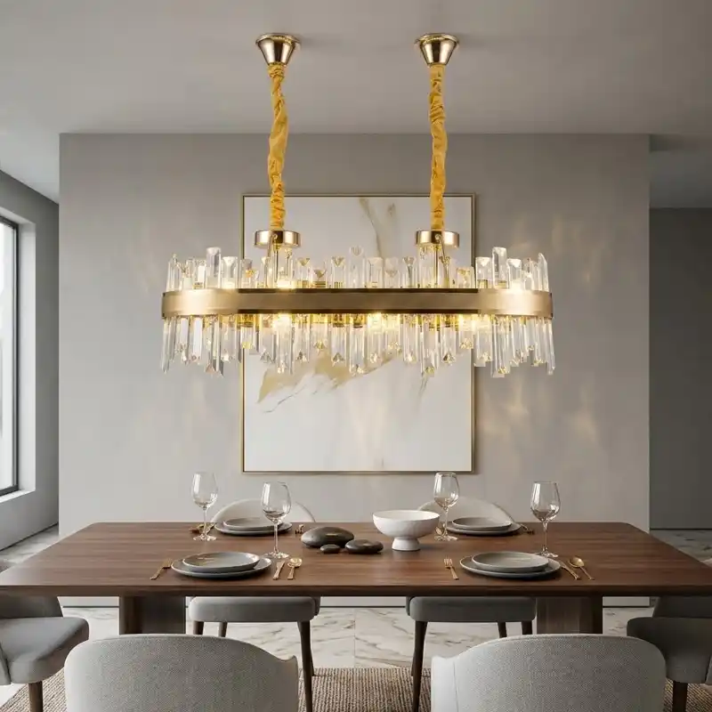 Modern Gold Linear Crystal Chandelier