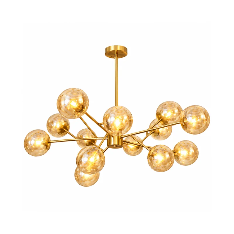 Modern Gold Sputnik Glass Globe Chandelier view 2