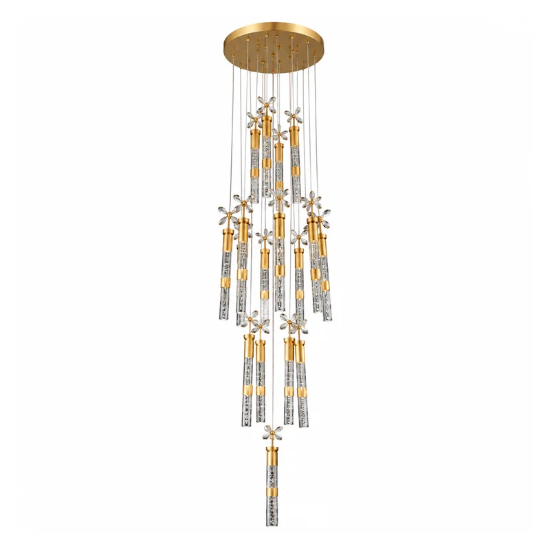 Raindrop Gel Flower LED Crystal Double Height Chandelier view 2