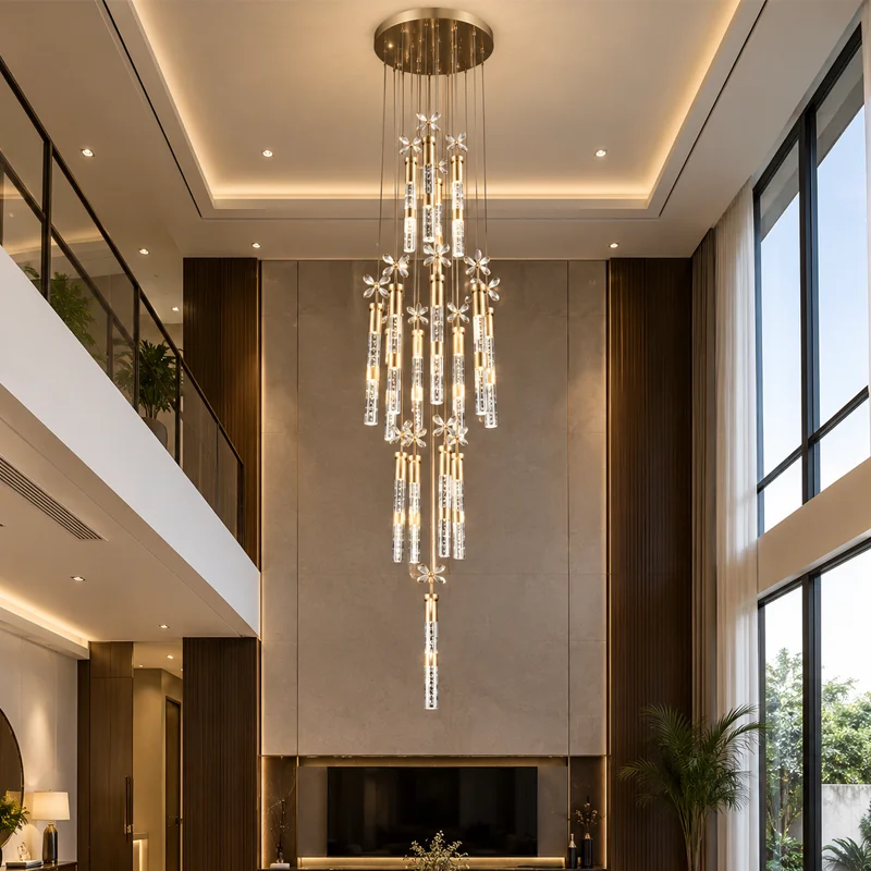 Raindrop Gel Flower LED Crystal Double Height Chandelier view 3