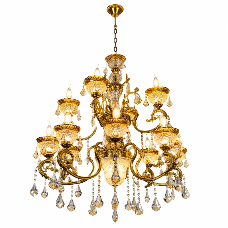 Royal Crystal Gold 12 Lights Chandelier view 2