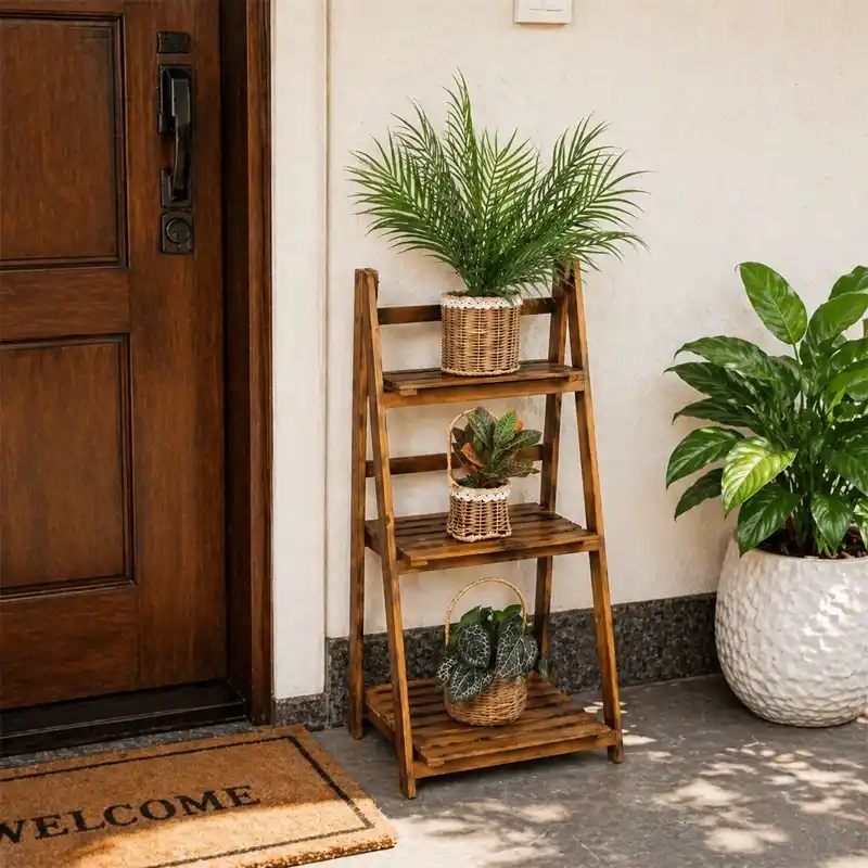 3-Tier Wooden Plant Stand for Indoor & Outdoor Decor