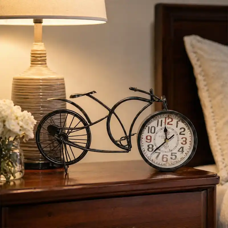 Antique Bicycle Table Clock for Home & Office Decor