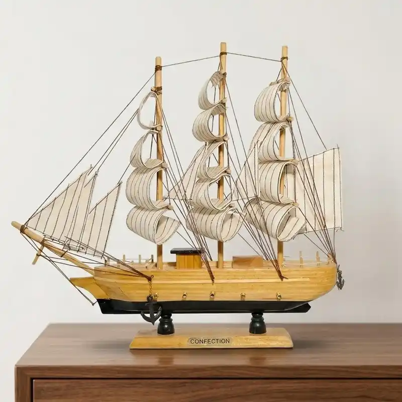 Handcrafted Wooden Ship Model Large