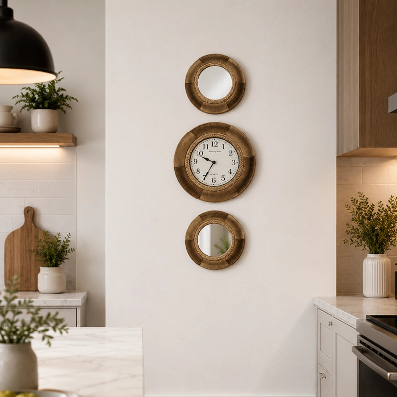 Royal Antique WallClock & Mirror 3pc Set preview 1