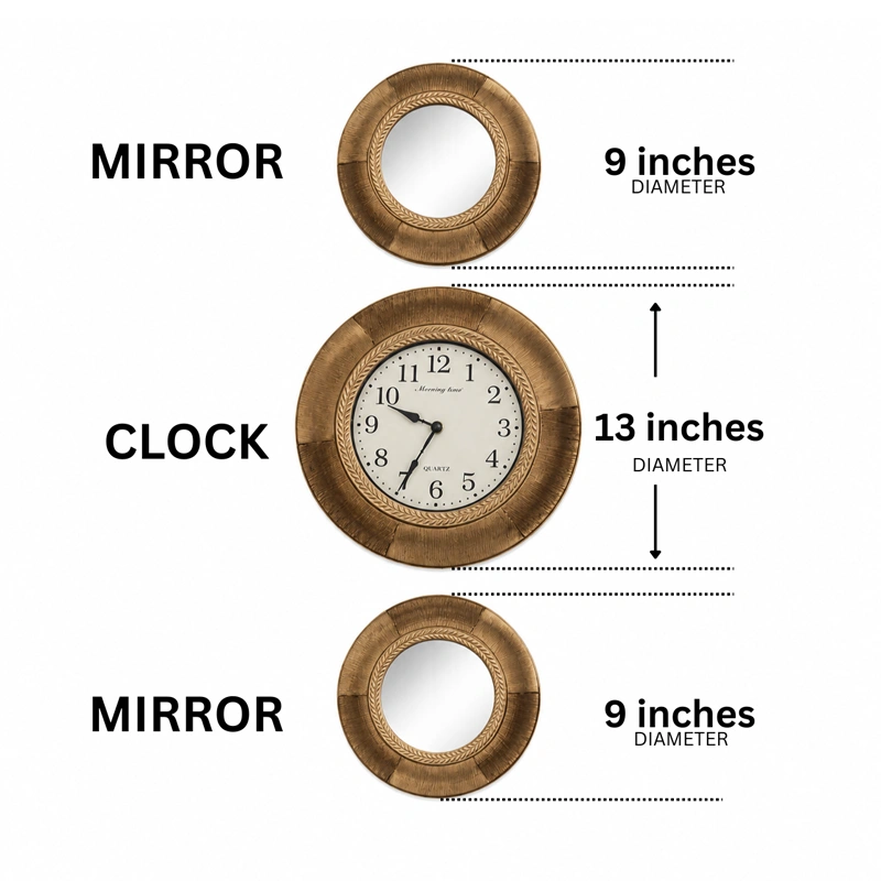 Royal Antique WallClock & Mirror 3pc Set preview 2
