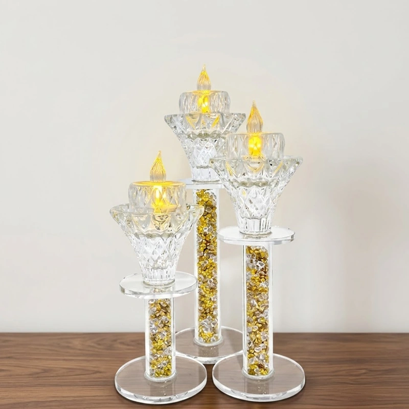 Trio of Crystal Candel Stands