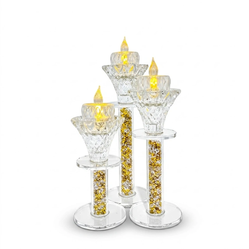 Trio of Crystal Candel Stands preview 2