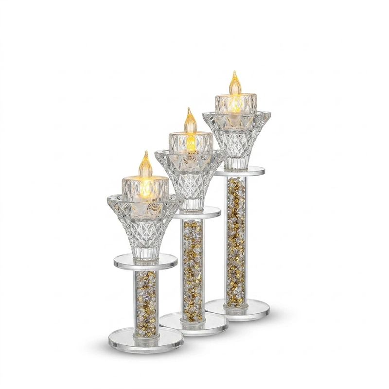 Trio of Crystal Candel Stands preview 3