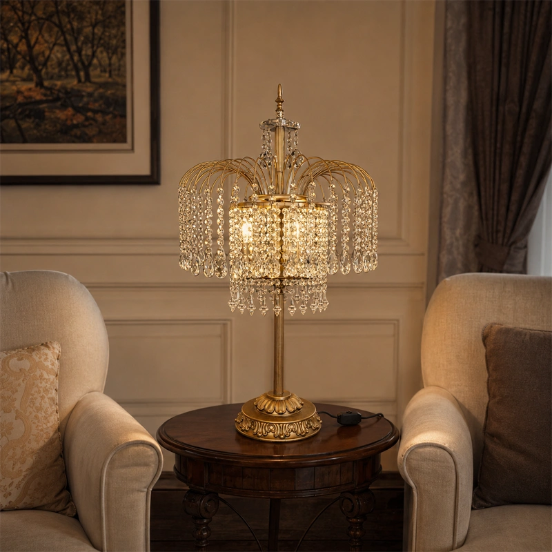 Gold Crystal Table Lamp
