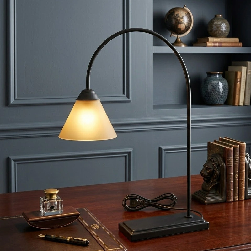 Modern Arc Glass Study Table Lamp