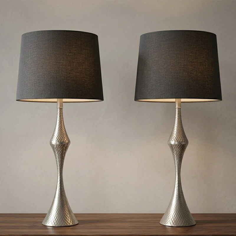 Silver Hammered Table Lamp
