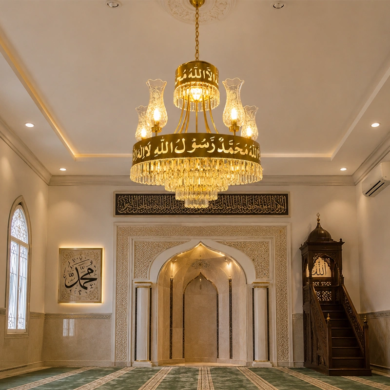Zia-e-Madina Mosque Chandelier view 3
