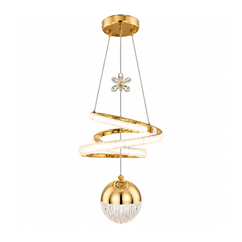 Gold Spiral Crystal LED Hanging Pendant Light view 2