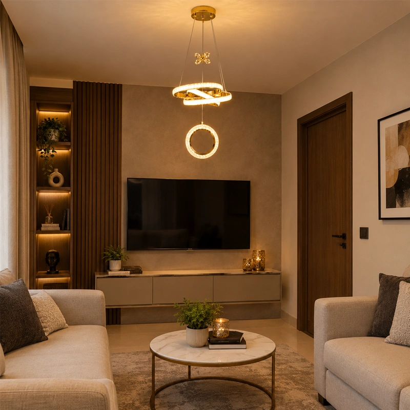 Modern Gold Ring LED Pendant view 1