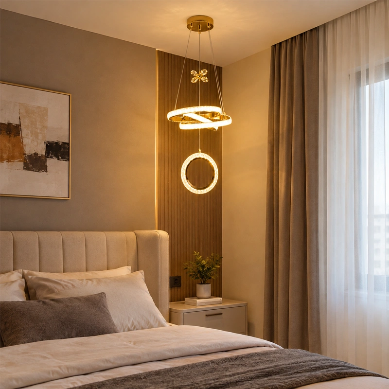 Modern Gold Ring LED Pendant view 3