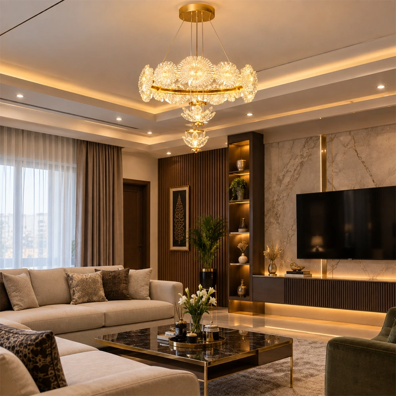 Royal Floral Crystal Ring LED Hanging Light view 1