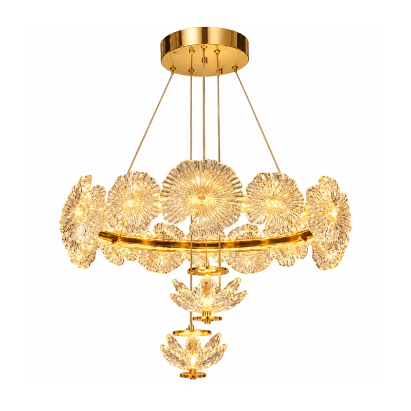 Royal Floral Crystal Ring LED Hanging Light view 2
