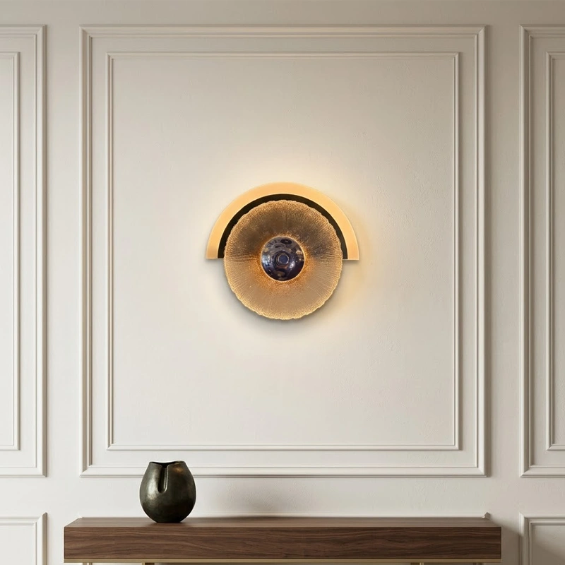 Floral Glass Half Moon Wall Sconce