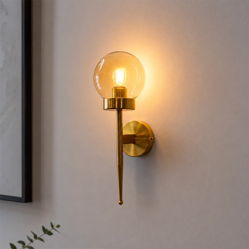Luna Brass Orb Wall Light image 1