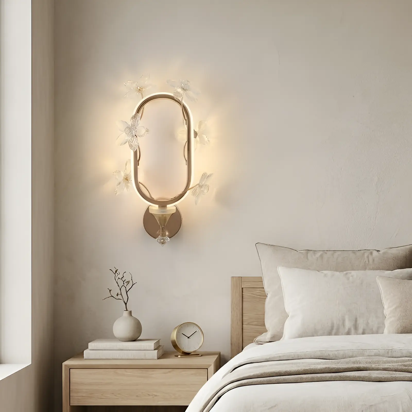 Oval Floral LED Wall Light